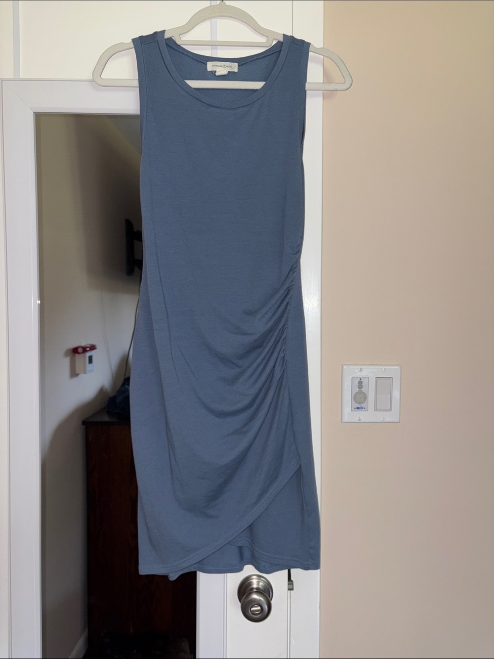 Treasure & Bond Soft Slate Blue Tee Tulip Hem Dress